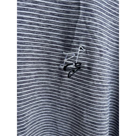 Footjoy Performance Golf Polo Shirt Mens LARGE Gray  Striped Stretch - Picture 2 of 7